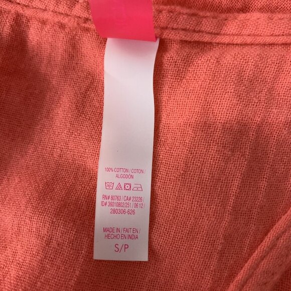 Victorias Secret Coral Fringe Hem Tank Cover Up Pocket Detail Small Beach Boho - Picture 5 of 5